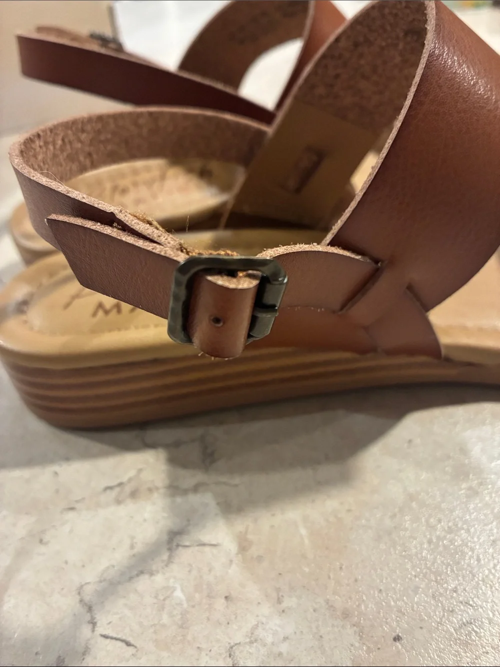Blowfish Malibu Women's Cognac Two-Strap Leather Sandals